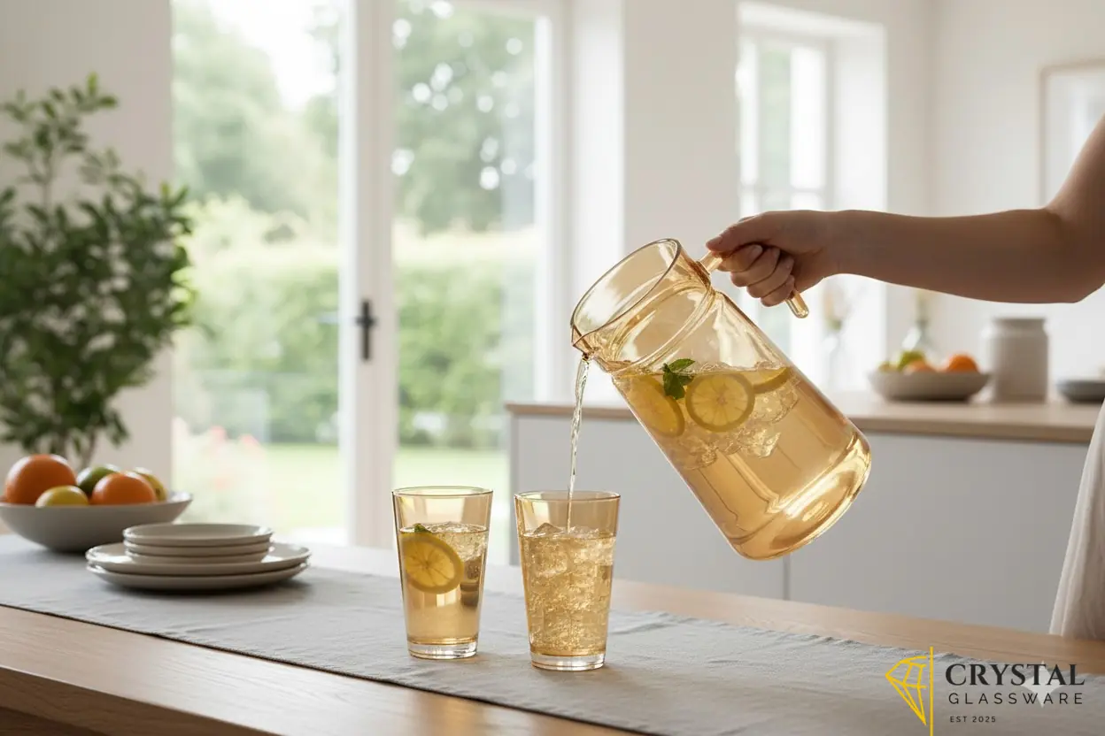 Delisoga® Premium 7- Piece Colored Glass Water & Drink Serving Set 6 Glasses & 1 Jug